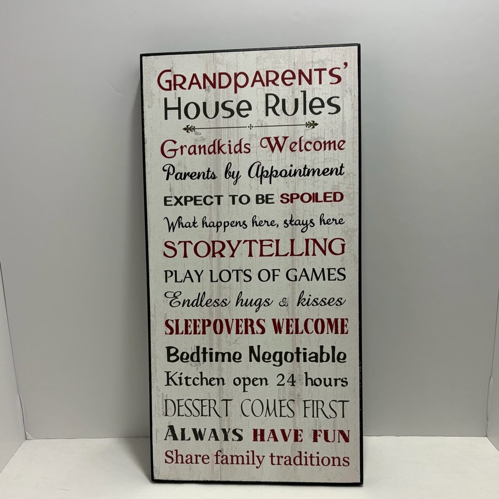 Grandparents' House Rules Wall Art - Red and Black